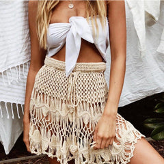 Handmade beach bikini hook flower hollow skirt