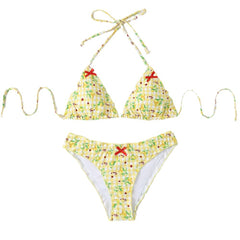 Bikini Tight Backless Split Swimsuit Floral