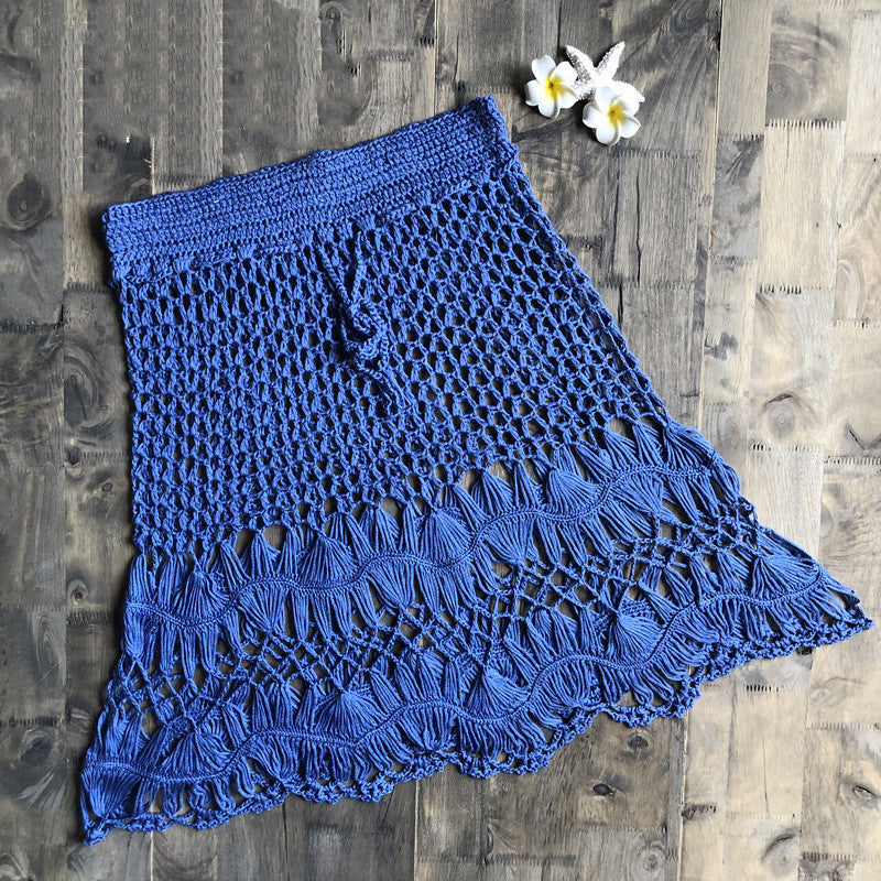 Handmade beach bikini hook flower hollow skirt