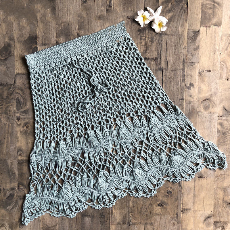 Handmade beach bikini hook flower hollow skirt