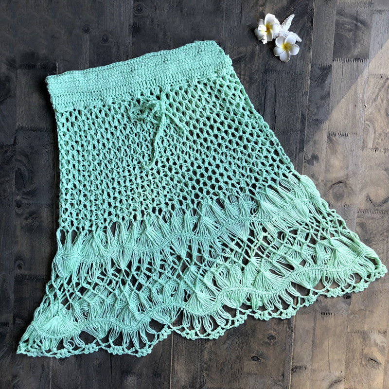Handmade beach bikini hook flower hollow skirt
