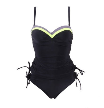 European Split Tankini Tankini Europe And The United States New Solid Color Striped Swimwear One-piece Ladies Swimwear