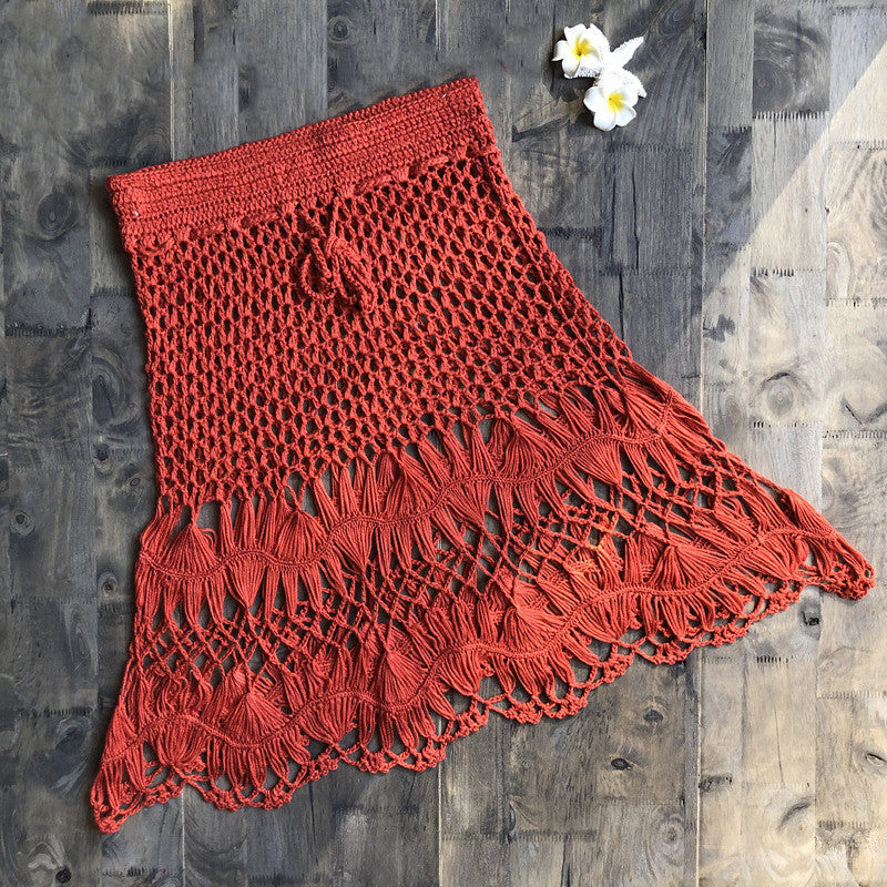 Handmade beach bikini hook flower hollow skirt