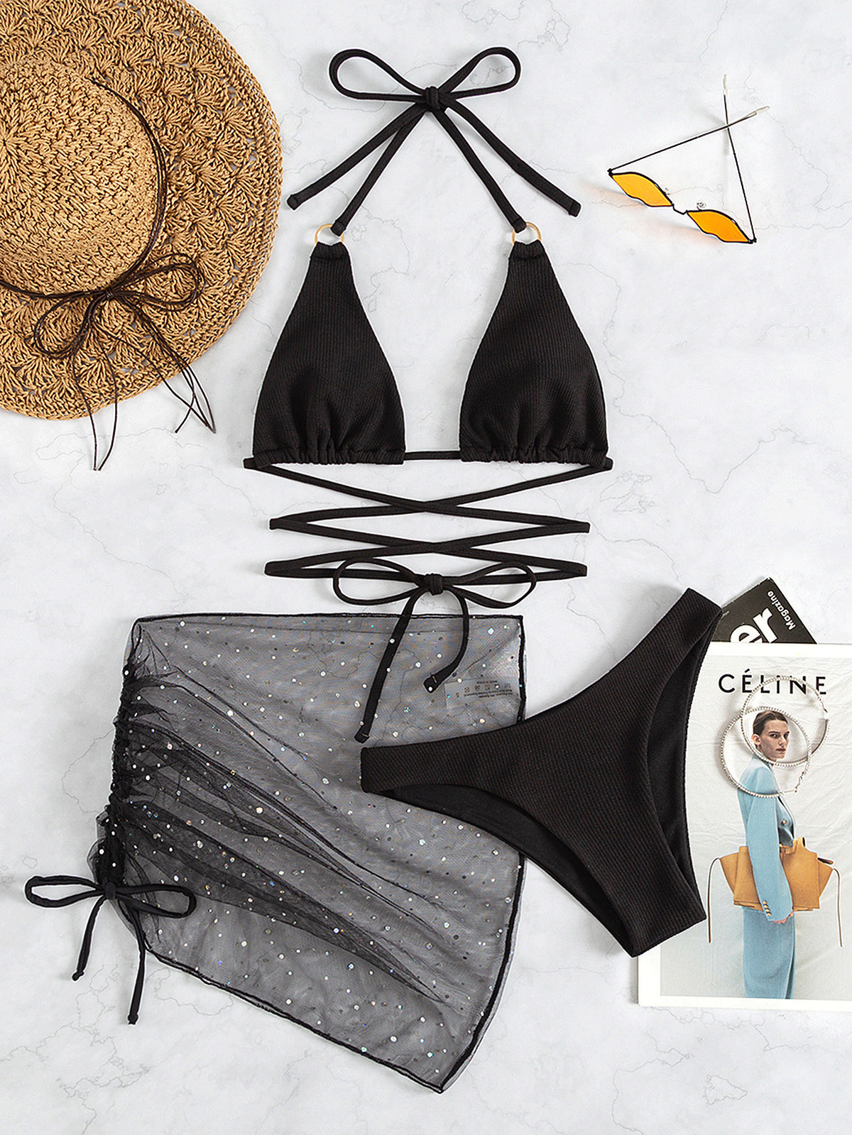 New Tie Halter Skirt Sexy Bikini Set