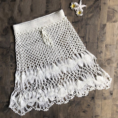 Handmade beach bikini hook flower hollow skirt