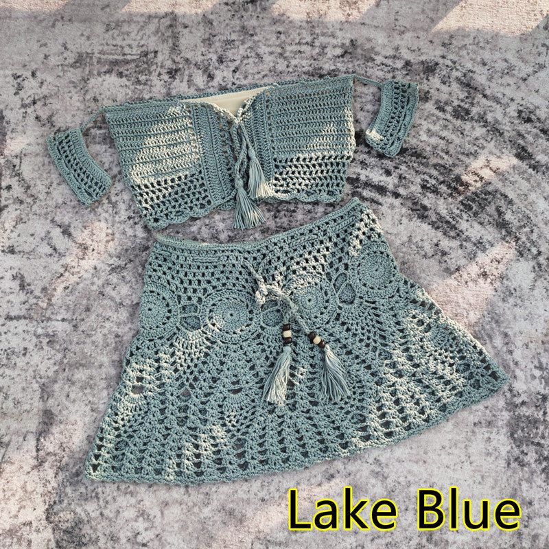 Hand-crocheted Bikini Top Mini Skirt