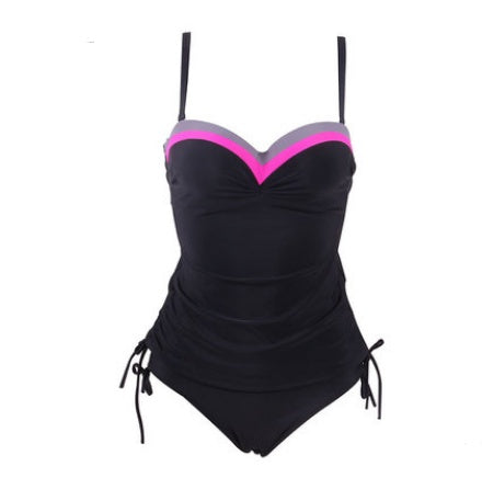 European Split Tankini Tankini Europe And The United States New Solid Color Striped Swimwear One-piece Ladies Swimwear