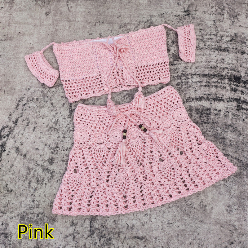 Hand-crocheted Bikini Top Mini Skirt