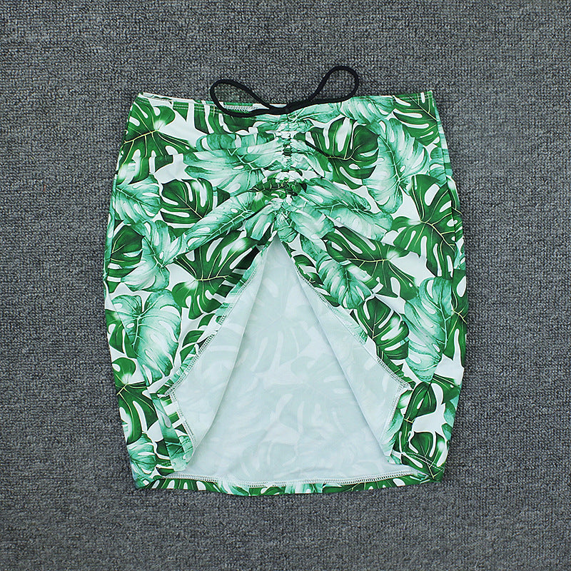 Leopard Print Bikini Swimsuit Women's Beach Skirt
